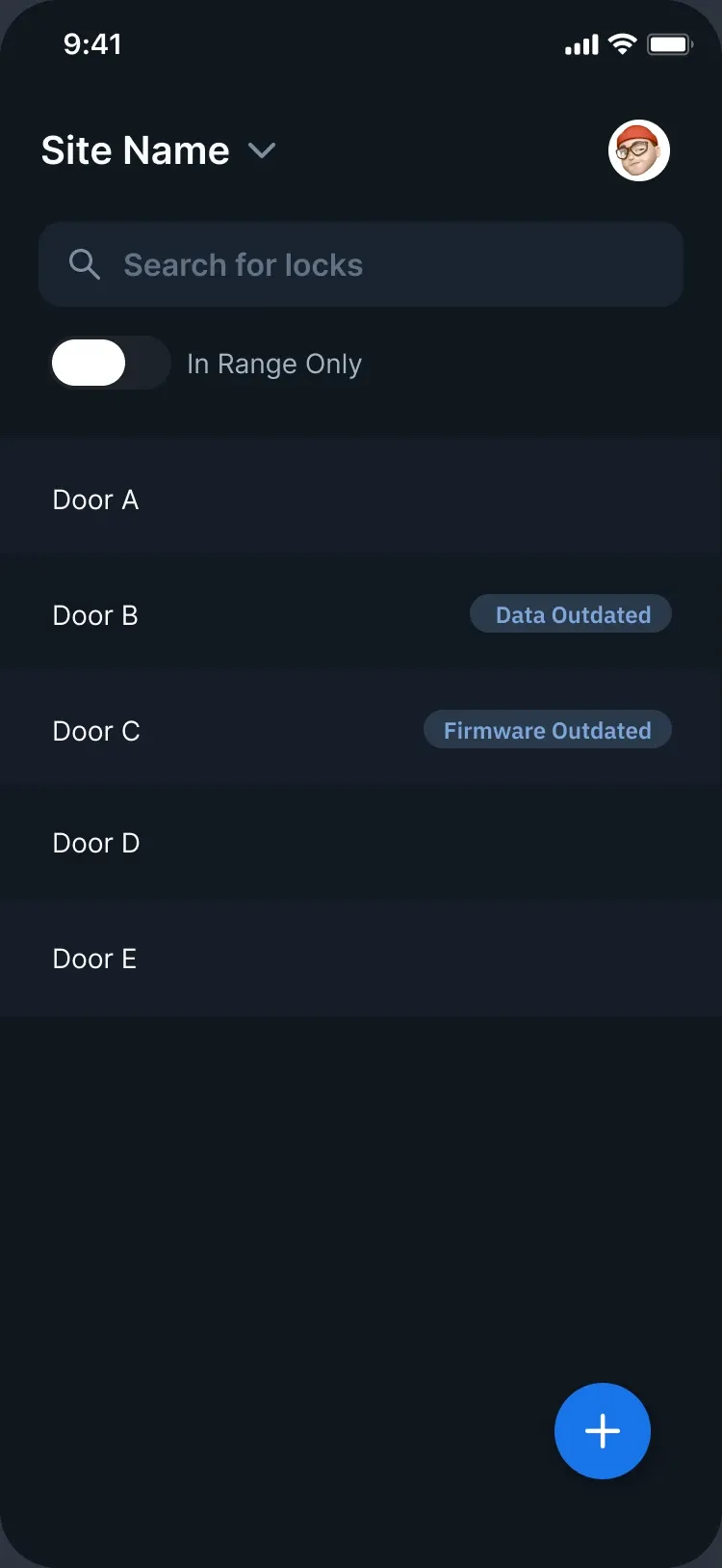 All locks, with an In Range Only toggle and outdated badges