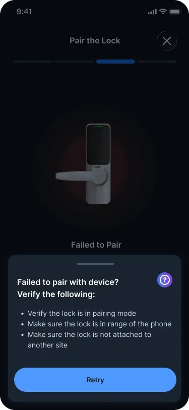 Pairing fails, Recover: Why it failed, then retry