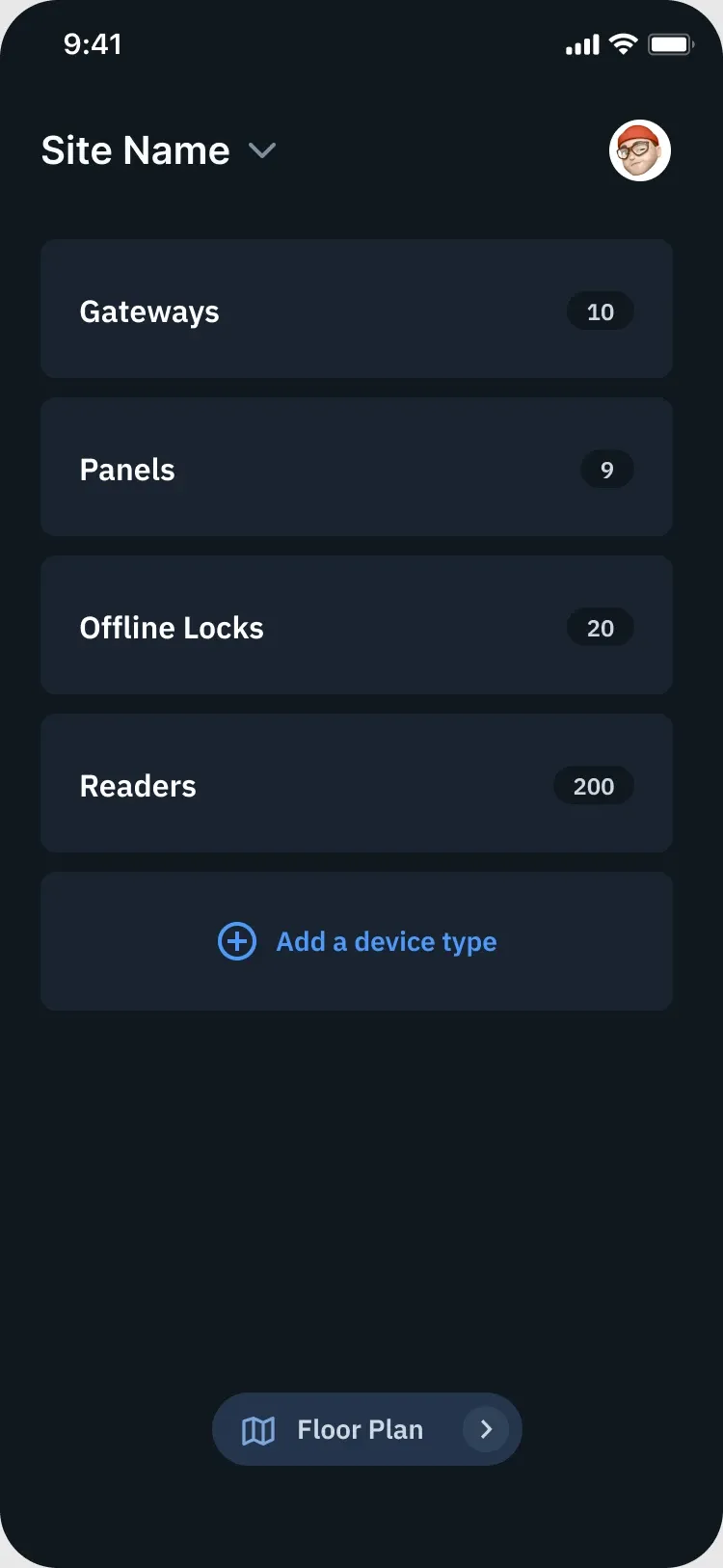 Homepage: devices by type