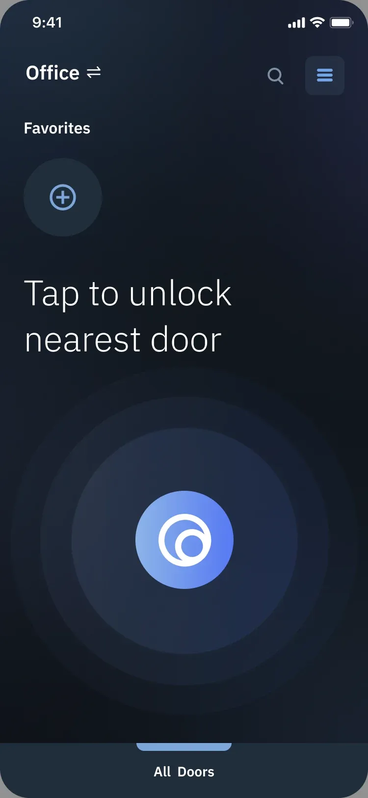 Office screen: Tap to unlock nearest door