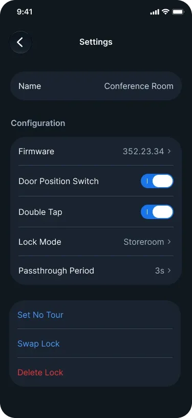 Settings: Configuration and actions