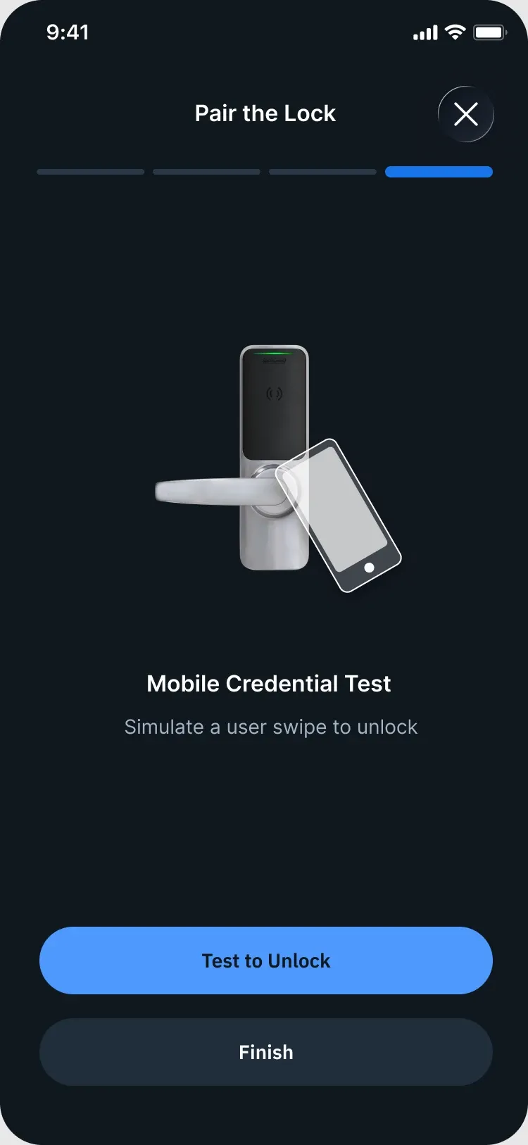 Mobile credential test: Test to Unlock