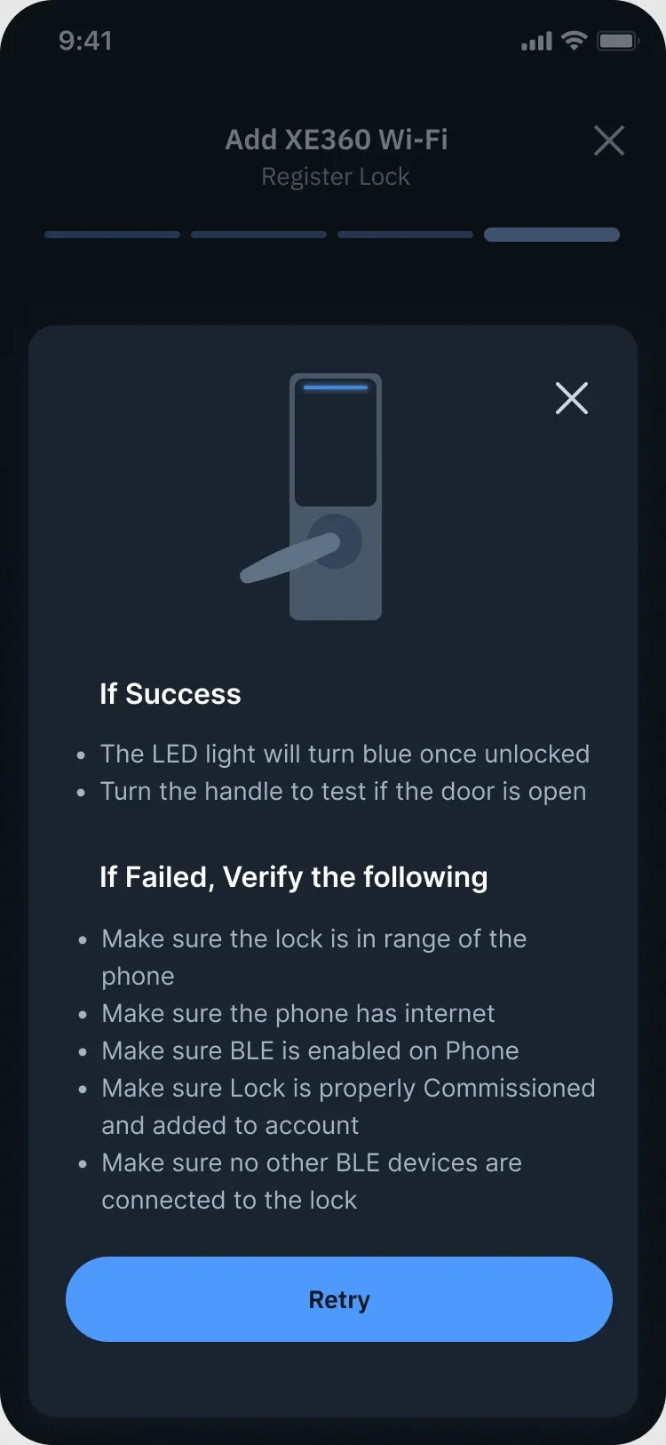A sheet with what success looks like and what to check if it fails
