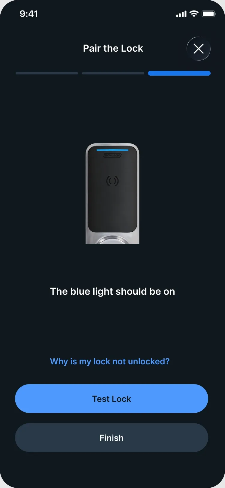 The blue light should be on